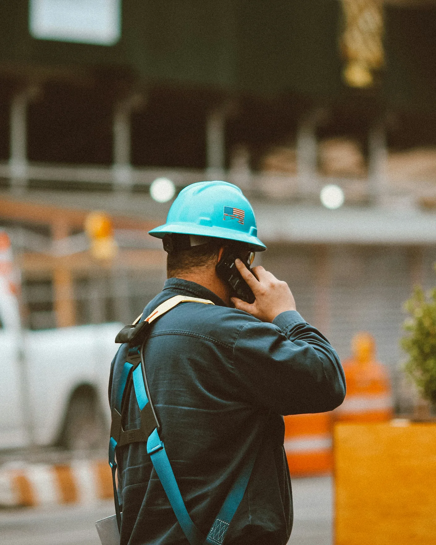 Superintendent on the phone at a jobsite